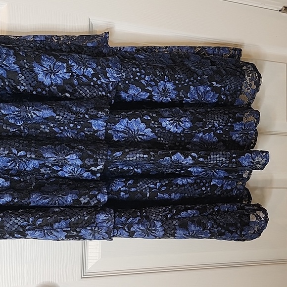 Lulus Molinetto Navy Blue Lace Ruffled Tiered Sleeveless Maxi Dress, Size XL - Picture 8 of 13